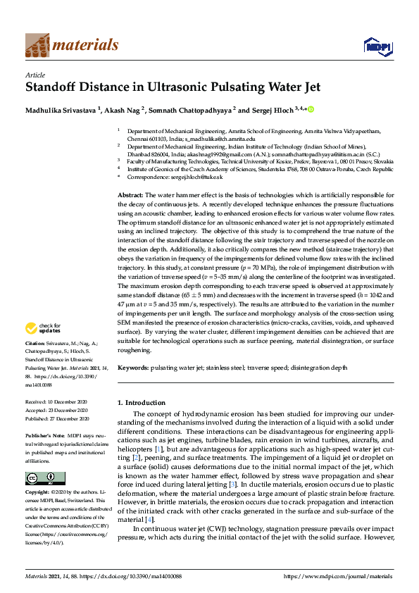 (PDF) Standoff Distance in Ultrasonic Pulsating Water Jet
