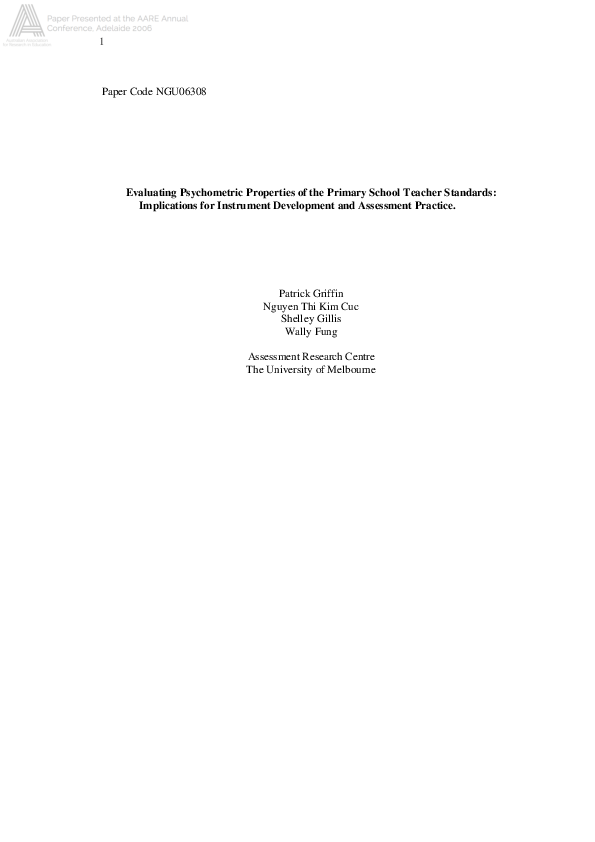 (PDF) Evaluating Psychometric Properties of the Primary School Teacher ...