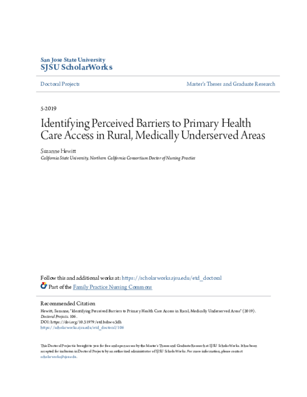 (PDF) Identifying Perceived Barriers to Primary Health Care Access in ...