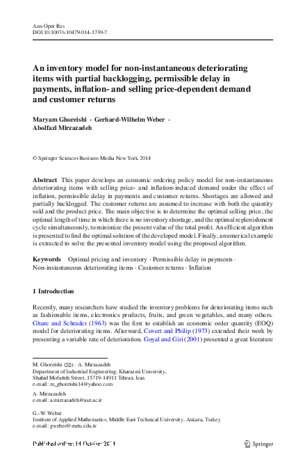 (PDF) An Inventory Model for Non-instantaneous Deteriorating Items with ...