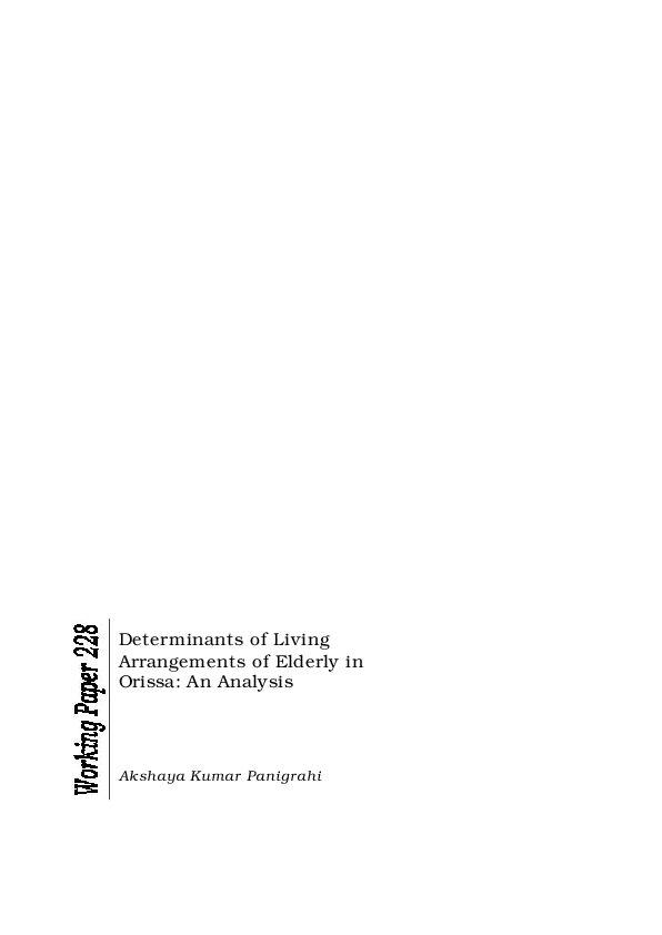 (PDF) Determinants of living arrangements of elderly in Orissa, India ...