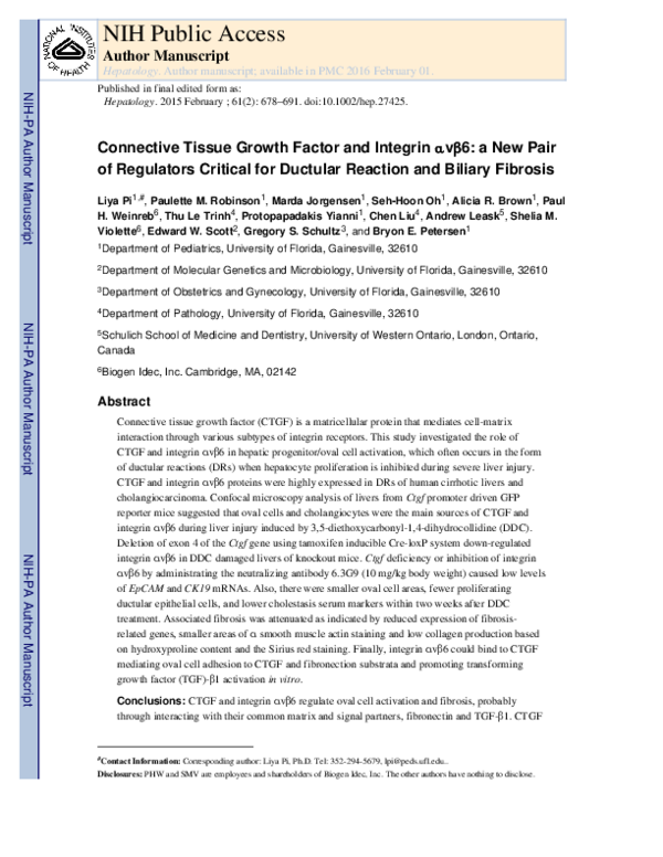 (PDF) Connective tissue growth factor and integrin αvβ6: A new pair of ...