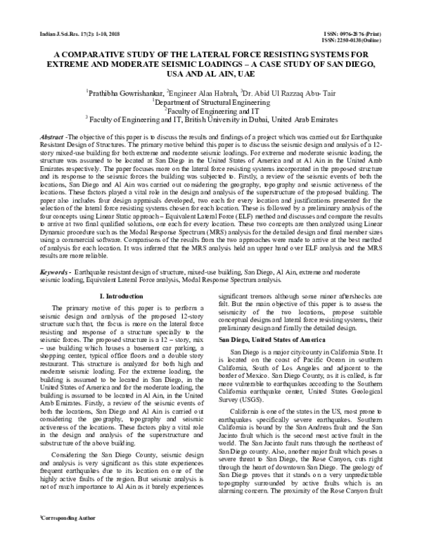 (PDF) A Comparative Study of the Lateral Force Resisting Systems for ...