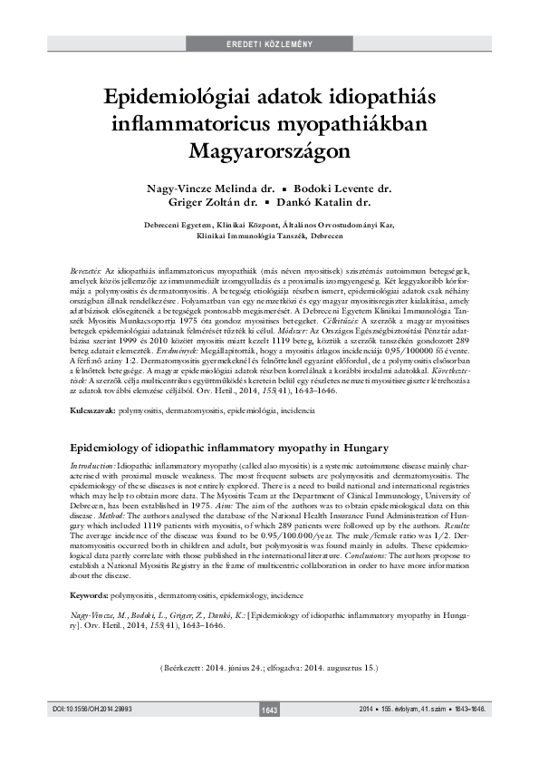 (PDF) Epidemiology of Idiopathic Inflammatory Myopathies in Africa