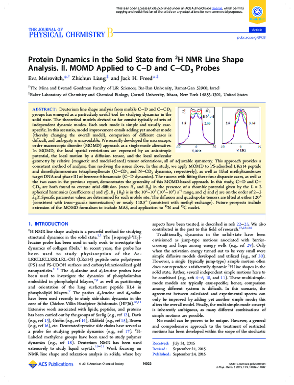 (PDF) Protein Dynamics in the Solid State from 2 H NMR Line Shape ...
