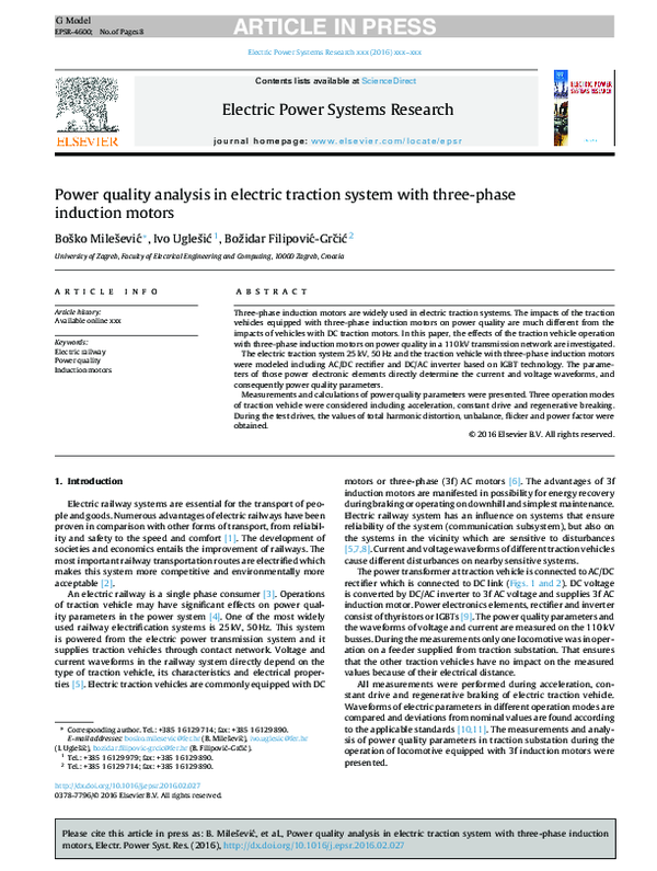 (PDF) Power quality analysis in electric traction system with three ...