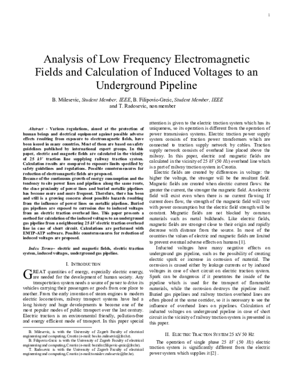 (PDF) Analysis of low frequency electromagnetic fields and calculation ...