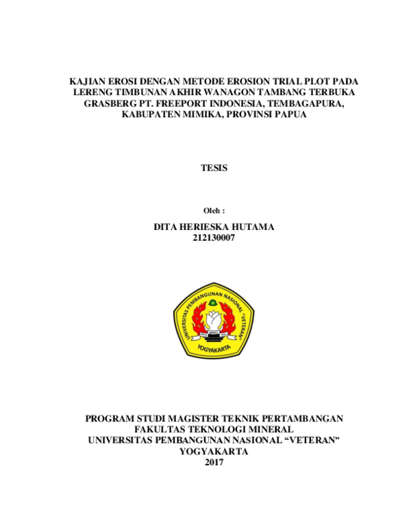 (PDF) Kajian Erosi Dengan Metode Erosion Trial Plot Padalereng Timbunan ...