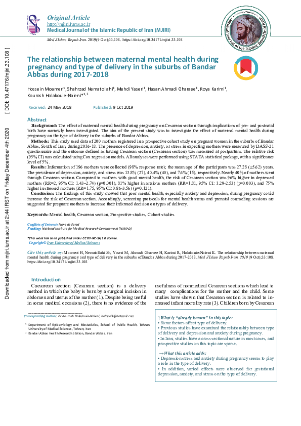 (PDF) The relationship between maternal mental health during pregnancy ...