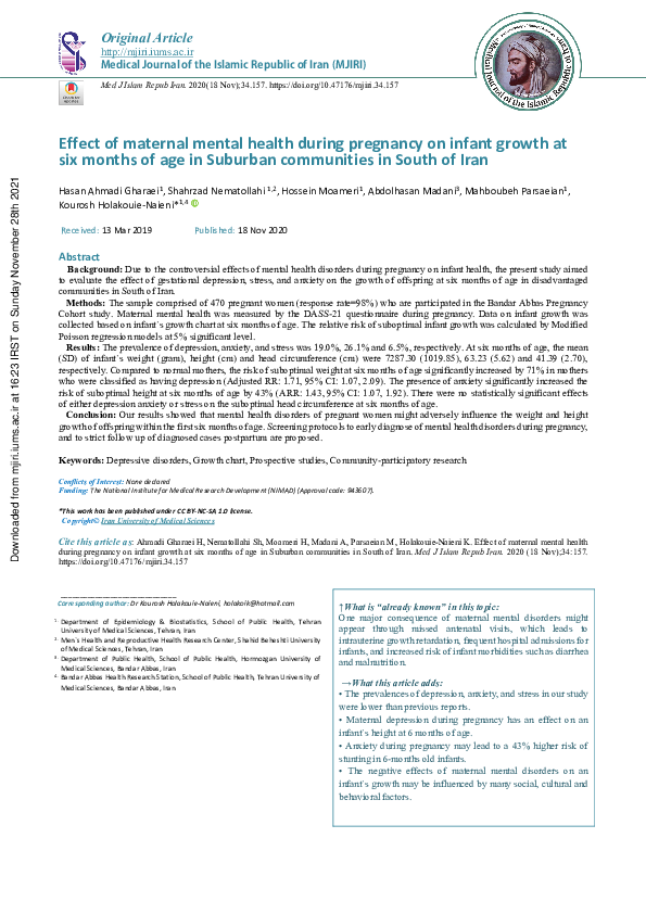 (PDF) Effect of maternal mental health during pregnancy on infant ...