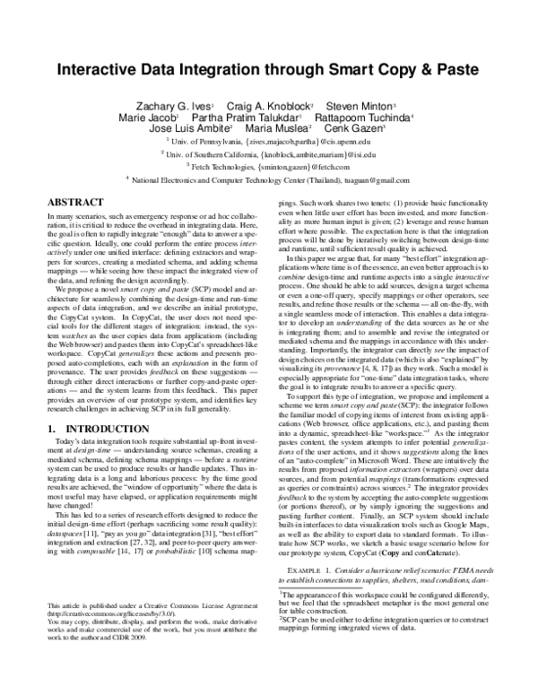 (PDF) Interactive data integration through smart copy & paste