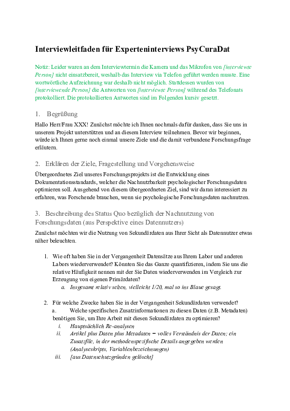(PDF) BMBF-project PsyCuraDat: Expert interviews (Metadata in ...
