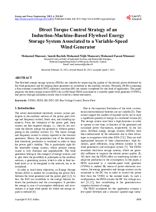 (PDF) Direct Torque Control Strategy of an Induction-Machine-Based ...