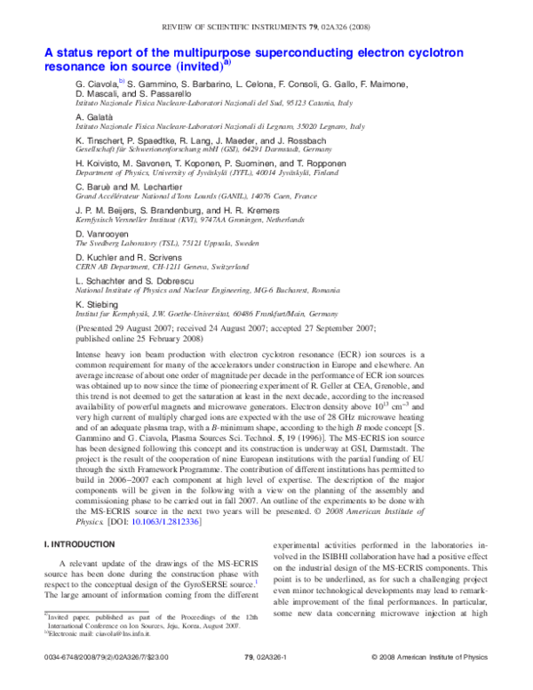 (PDF) A status report of the multipurpose superconducting electron ...