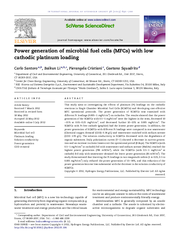 (PDF) Power generation of microbial fuel cells (MFCs) with low cathodic ...