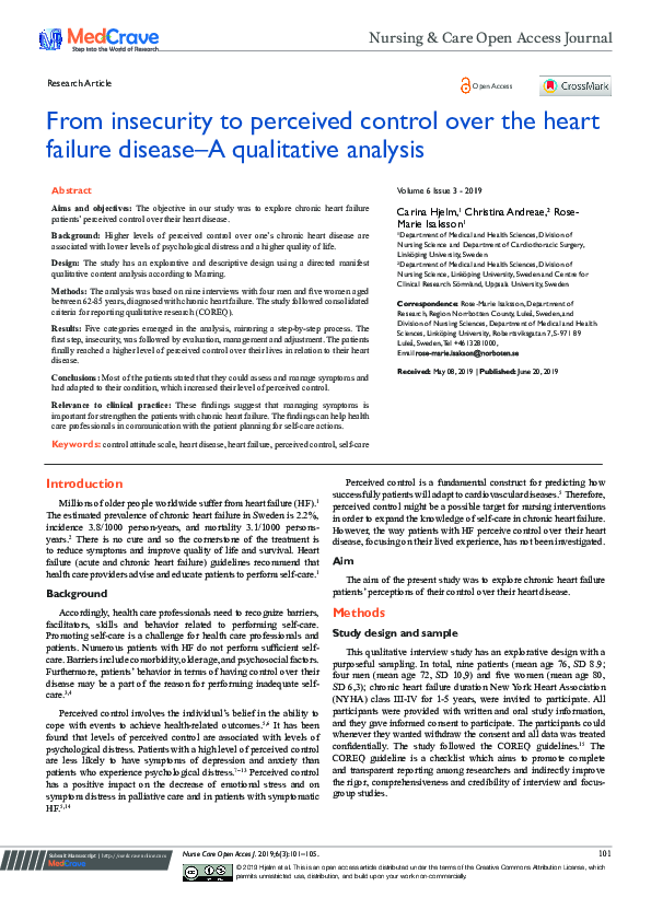(PDF) From insecurity to perceived control over the heart failure ...
