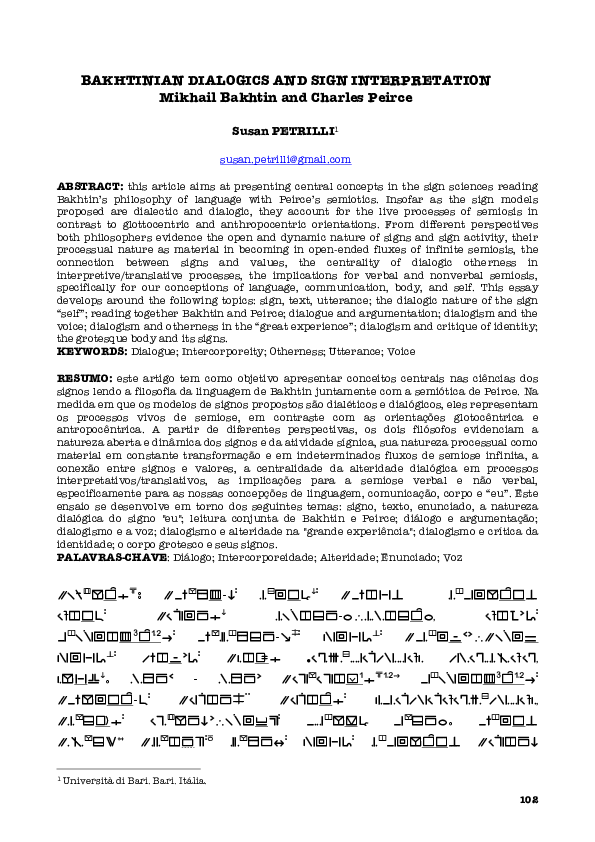 (PDF) Bakhtinian Dialogics and Sign Interpretation