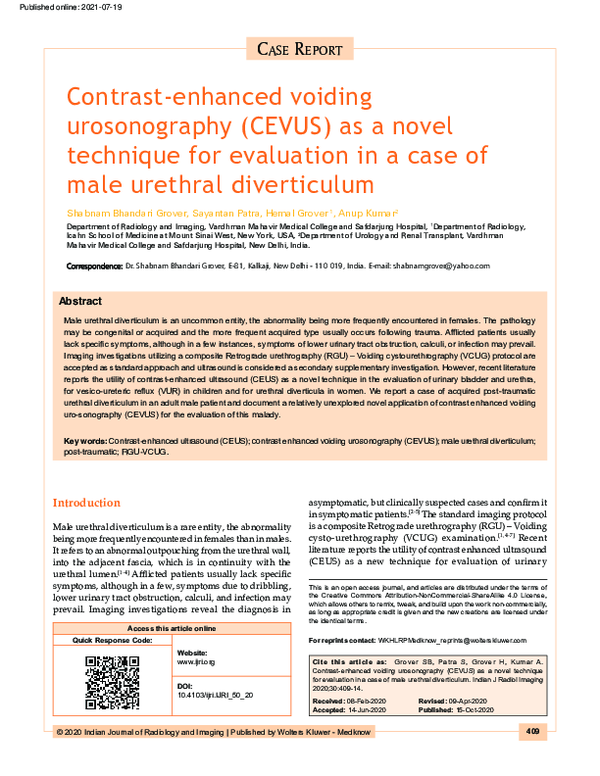 (PDF) Contrast-enhanced voiding urosonography (CEVUS) as a novel ...