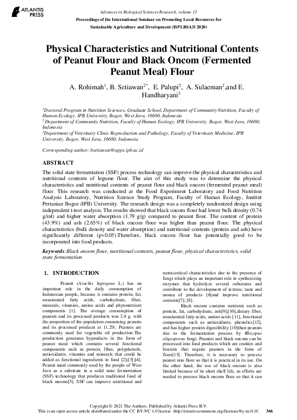 (PDF) Physical Characteristics and Nutritional Contents of Peanut Flour