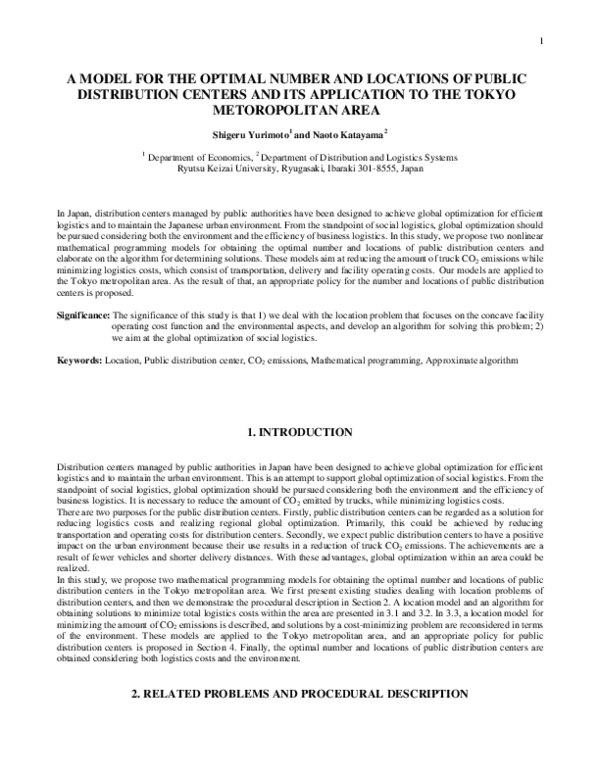 (PDF) A Model for the Optimal Number and Locations of Public ...