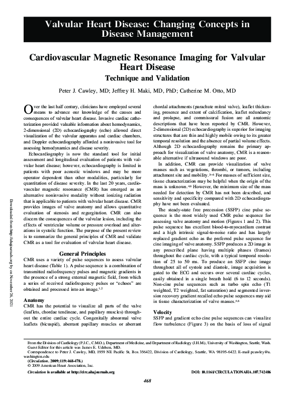 (PDF) Cardiovascular Magnetic Resonance Imaging for Valvular Heart ...