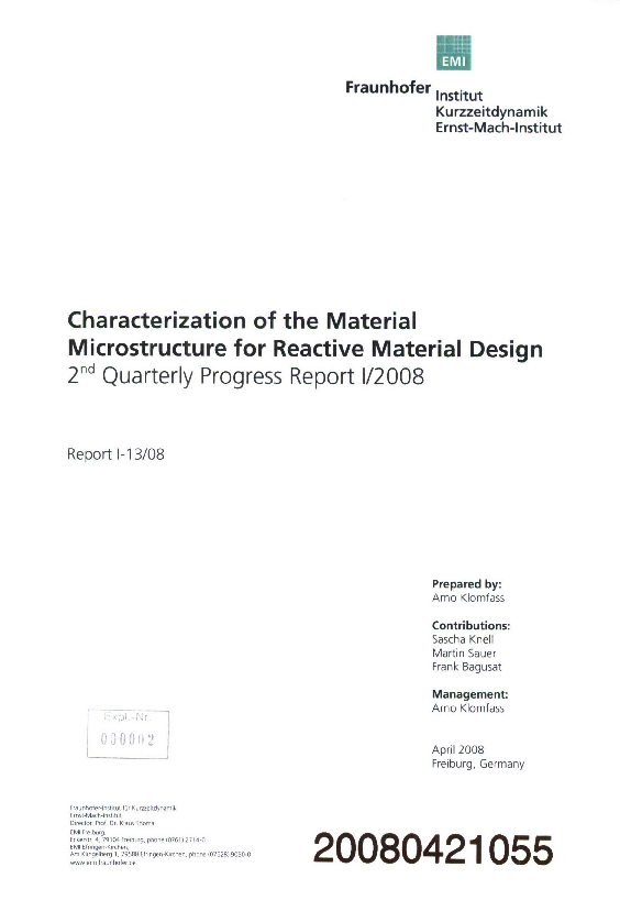 (PDF) Characterization of the Material Microstructure for Reactive ...