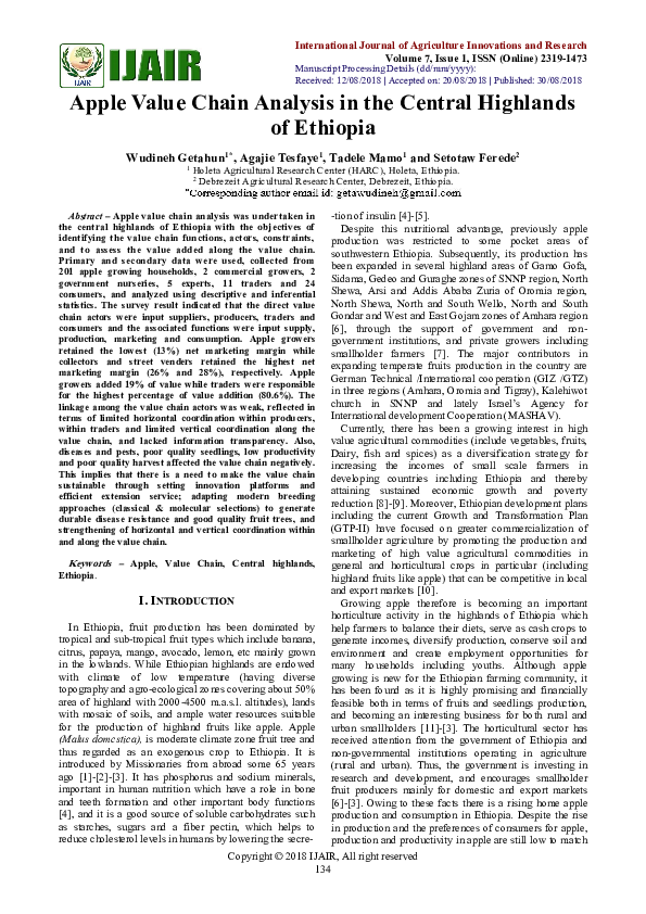 (PDF) Apple Value Chain Analysis in the Central Highlands of Ethiopia