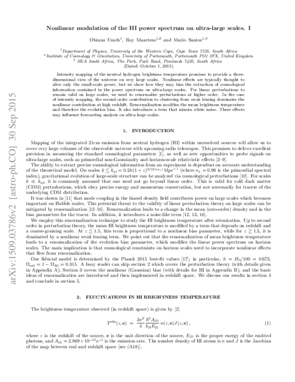 (PDF) Nonlinear modulation of the HI power spectrum on ultra-large ...