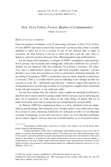 (PDF) How Ficta Follow Fiction : Replies to Commentators
