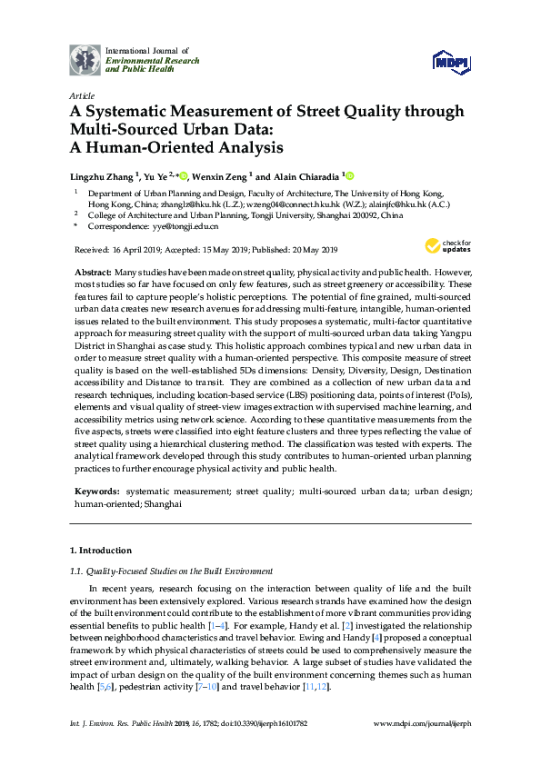 (PDF) A Systematic Measurement of Street Quality through Multi-Sourced ...