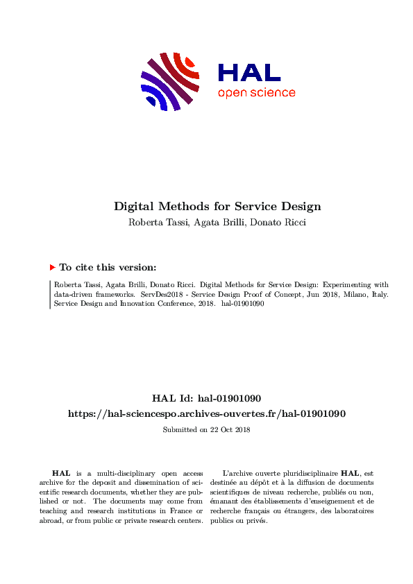 (PDF) Digital Methods for Service Design