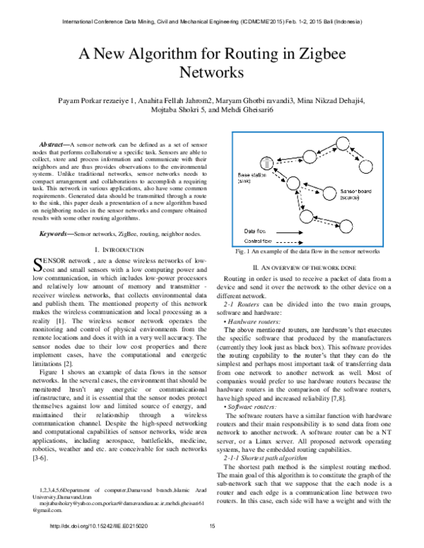 (PDF) A New Algorithm for Routing in Zigbee Networks