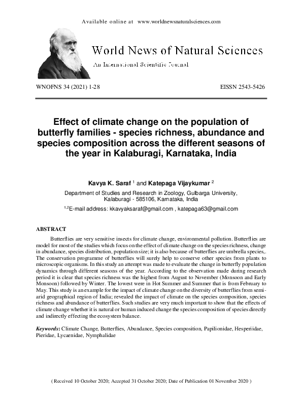 (PDF) Effect of climate change on the population of butterfly families ...