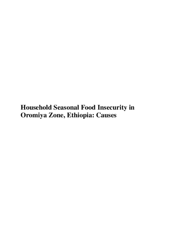 (PDF) Household seasonal food insecurity in Oromiya zone, Ethiopia: causes