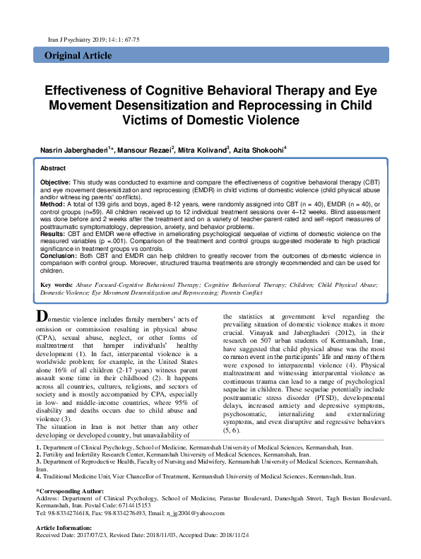 (PDF) Effectiveness of Cognitive Behavioral Therapy and Eye Movement ...