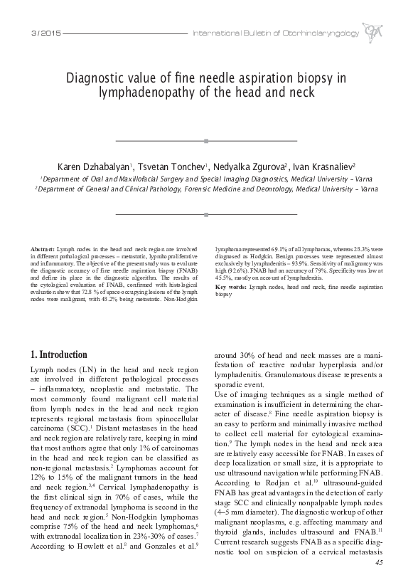 (PDF) Diagnostic value of fine needle aspiration biopsy in ...