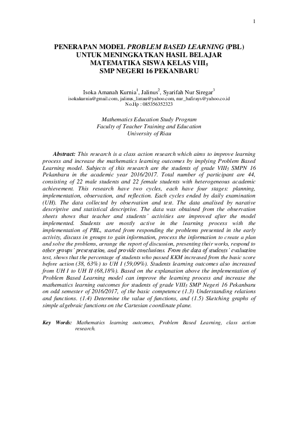 (PDF) Penerapan Model Problem Based Learning (Pbl) Untuk Meningkatkan ...