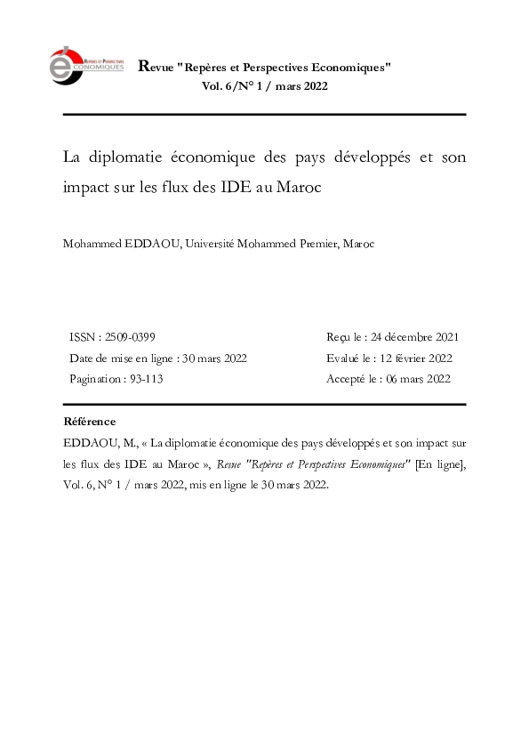 (PDF) La diplomatie économique des pays développés et son impact sur ...