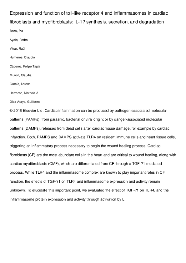 (PDF) Expression and function of toll-like receptor 4 and inflammasomes ...
