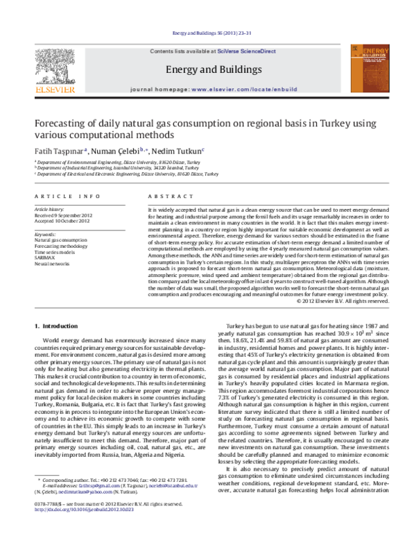 (PDF) Forecasting of daily natural gas consumption on regional basis in ...