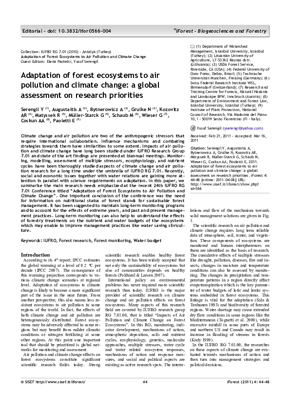 (PDF) Adaptation of forest ecosystems to air pollution and climate ...