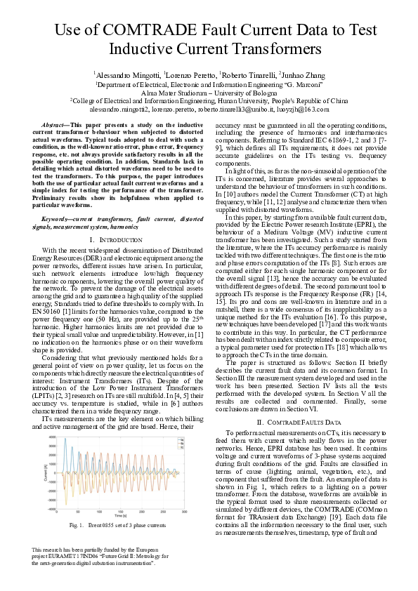 (PDF) Use of COMTRADE Fault Current Data to Test Inductive Current ...