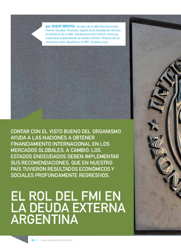 (PDF) El rol del FMI en la deuda externa argentina