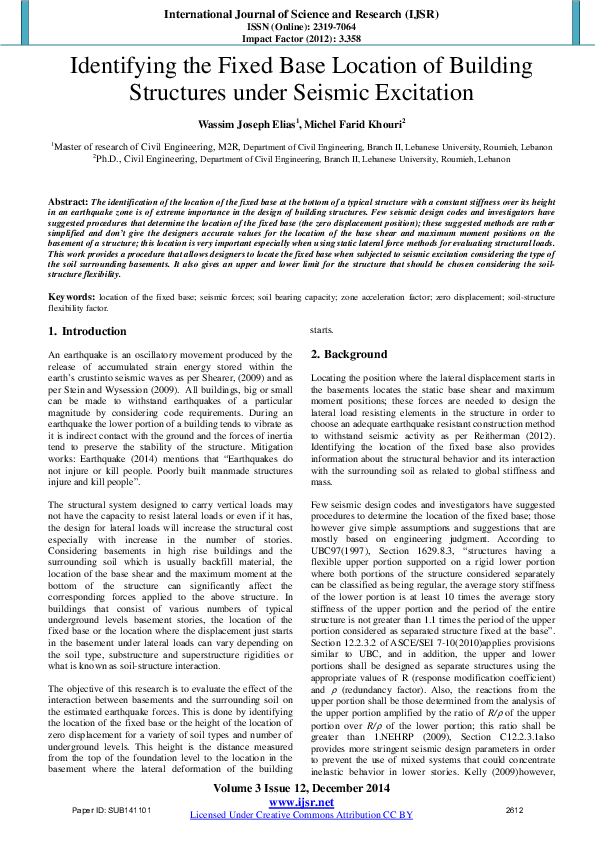 (PDF) Identifying the Fixed Base Location of Building Structures under ...