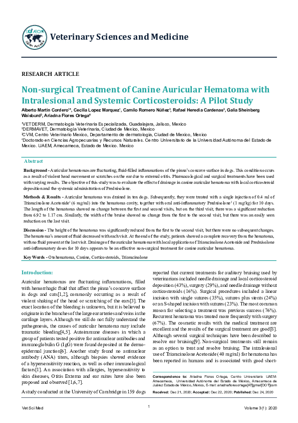 (PDF) Nonsurgical Treatment of Canine Auricular Hematoma with