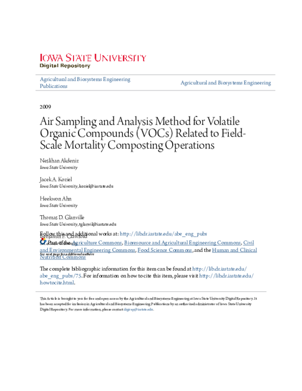 (PDF) Air Sampling and Analysis Method for Volatile Organic Compounds ...
