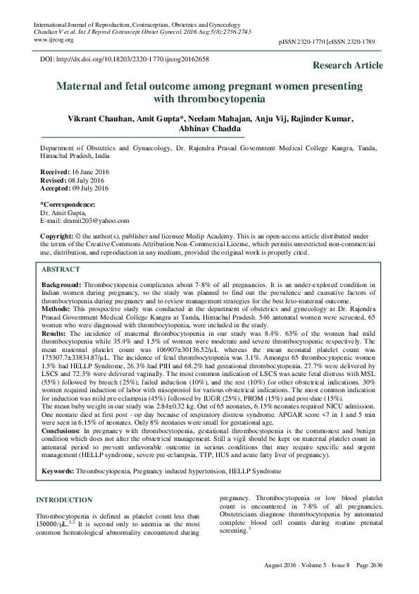 (PDF) Maternal and fetal outcome among pregnant women presenting with ...