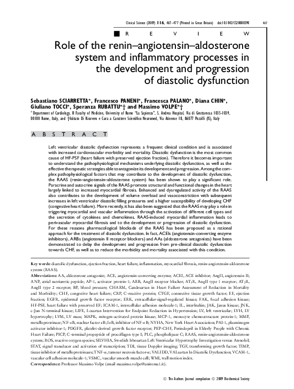 (PDF) Role of the renin–angiotensin–aldosterone system and inflammatory ...