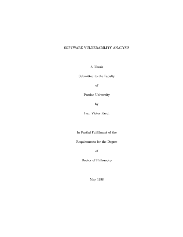 (PDF) Software vulnerability analysis