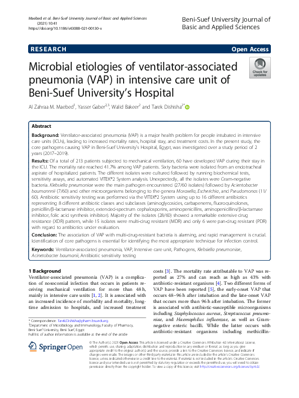 PDF) Microbial etiologies of ventilator-associated pneumonia (VAP 